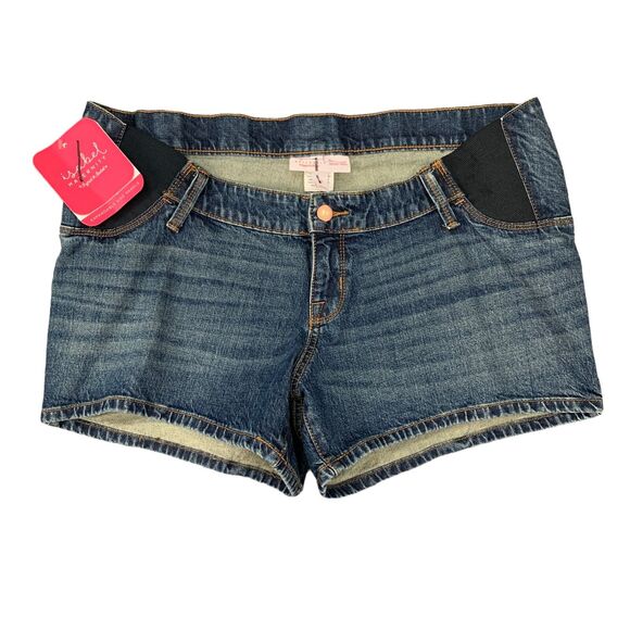 Ingrid & Isabel Maternity Denim Shorts Womens 10 Stretch Side Panels Sculpting - Picture 1 of 10
